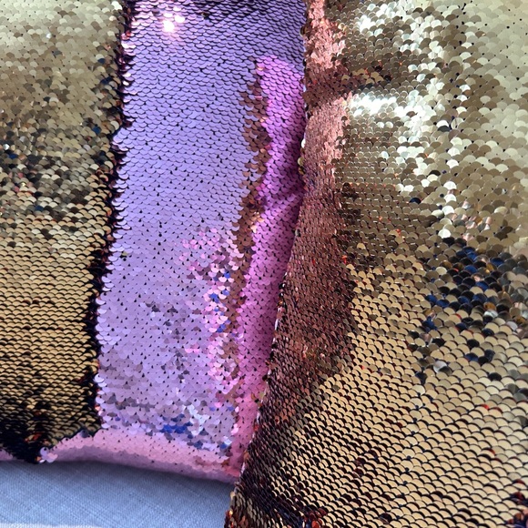 Decorative Pillows - Pink and Gold Flip Sequin Pillow Covers - Accent Decor - Picture 2 of 3
